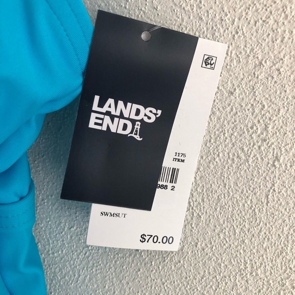 Lands End Womens Swimsuit UPF 50 Full Coverage Turquoise Blue Small - Picture 8 of 10